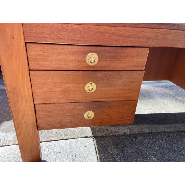 Danish Mid Century Modern Teak Executive Desk by D-Scan Unmarked For Sale - Image 11 of 12