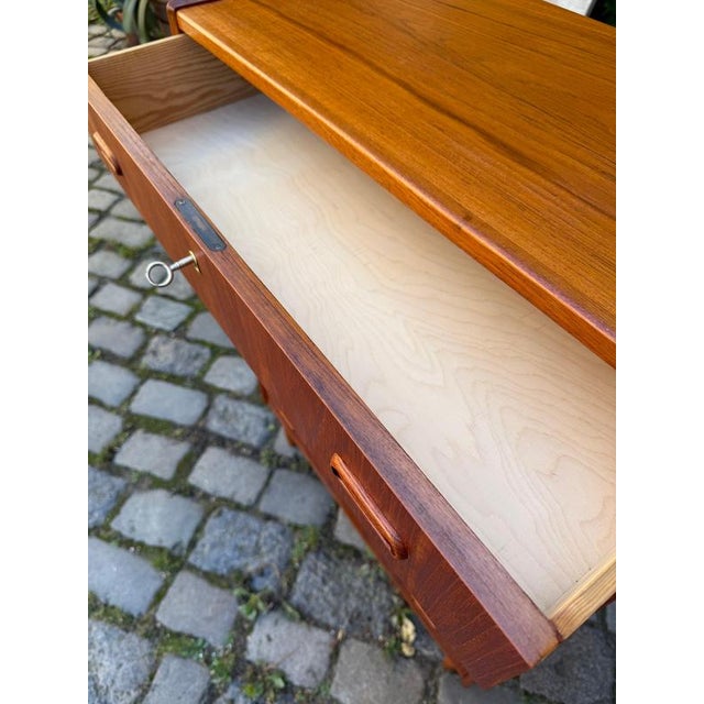 2000 - 2009 Danish Teak Chest of Drawers with Recessed Handles and Lock For Sale - Image 5 of 11