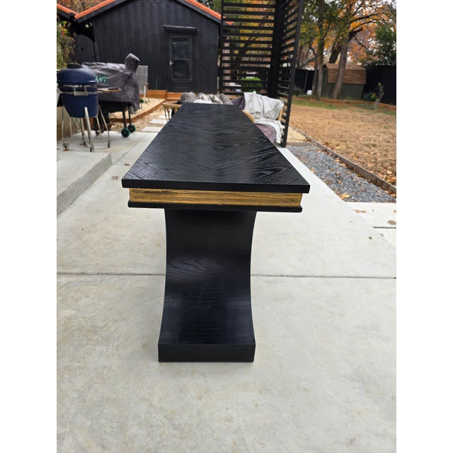 Contemporary Global Views Black / Gold Console Table For Sale - Image 3 of 16