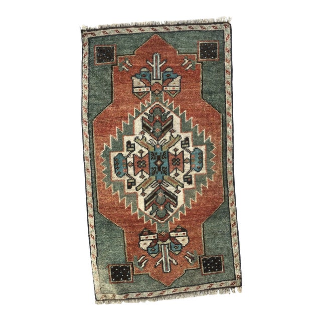 1960s Turkish Handmade Small Door Mat Rug For Sale