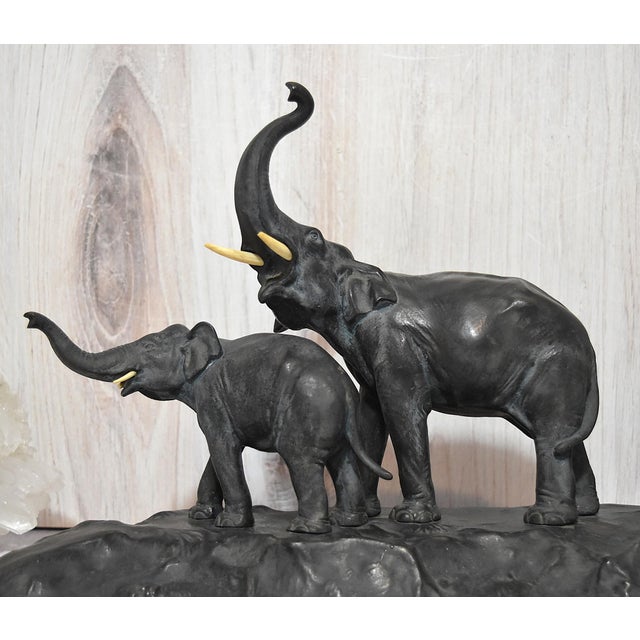 Victorian Victorian Bronze Elephant Desk Pen Holder With Inkwell Signed Austria For Sale - Image 3 of 18