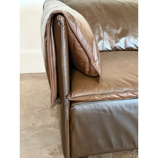 Vintage 1970's Danish Modern Leather Sofa For Sale In Los Angeles - Image 6 of 16