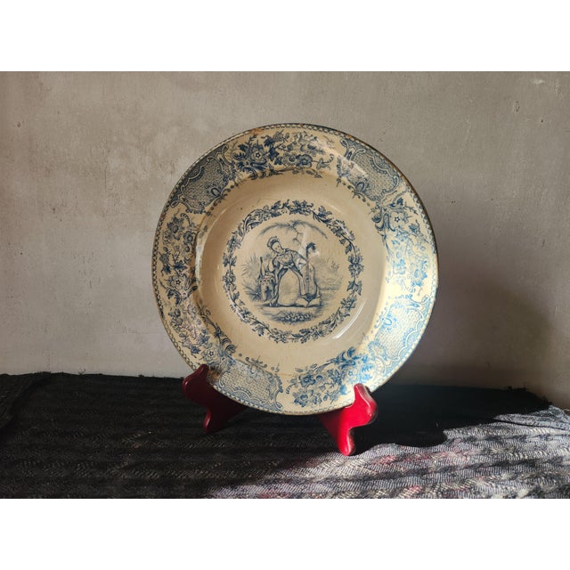 Antique French Hollow Plate from Terre de Fer de Grigny For Sale - Image 5 of 15