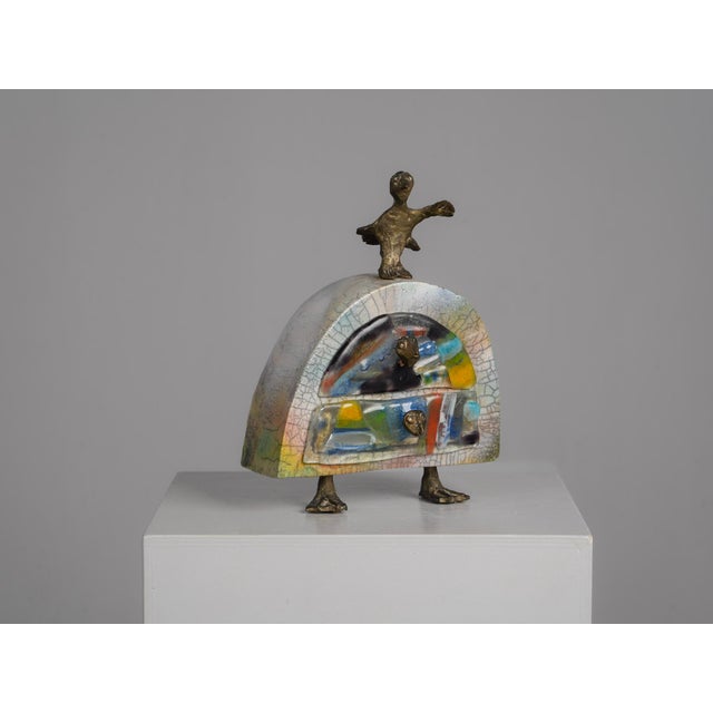 A highly unusual handcrafted jewelry box from the 1980s, conceived almost as a small sculptural artwork. The arched...