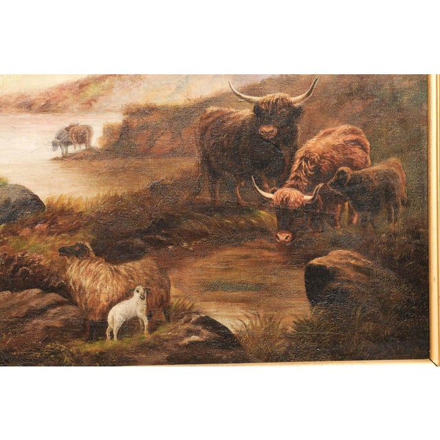 19th Century English Landscape W/ Highland Cattle For Sale - Image 10 of 11