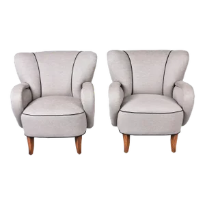Vintage Italian Channel Back Chairs With New Upholstery - Pair