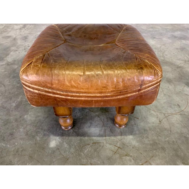 Vintage Brown Leather Ottoman Stool Chairish