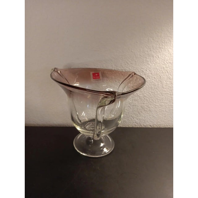 1980s Bormioli Rocco in Italy Clear & Amethyst Umbra Pedestal Vase For Sale In Dallas - Image 6 of 6
