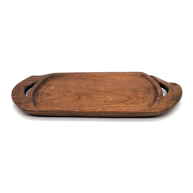 Mid-Century Modern Mid 20th Century Carved Walnut Wood Tray For Sale - Image 3 of 10