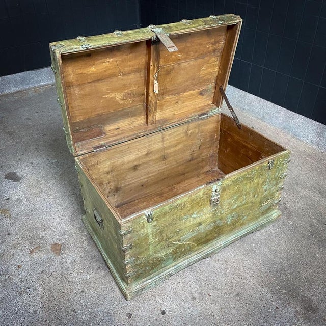 Antique Indian Rural Box in Green For Sale - Image 10 of 12