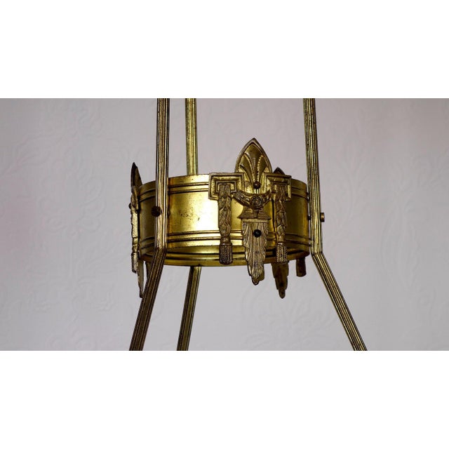 Antique Art Nouveau French Brass and Crystal Chandelier, 1890s For Sale - Image 4 of 13
