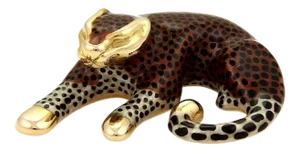 Leopard Multicolor Enamel 14k Yellow Gold Pendant