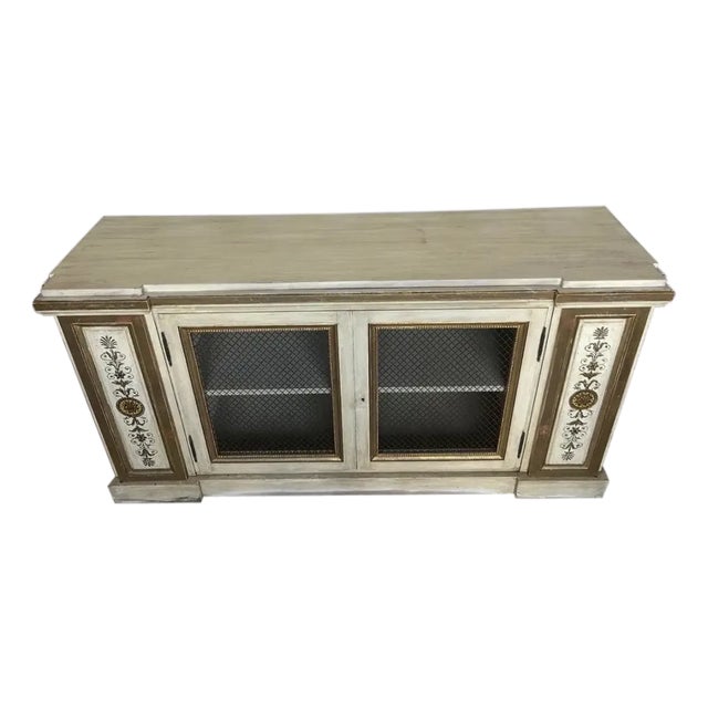 Early 20th Century Gilt and Paint Decorated Neoclassical Style Cabinet From Newel For Sale