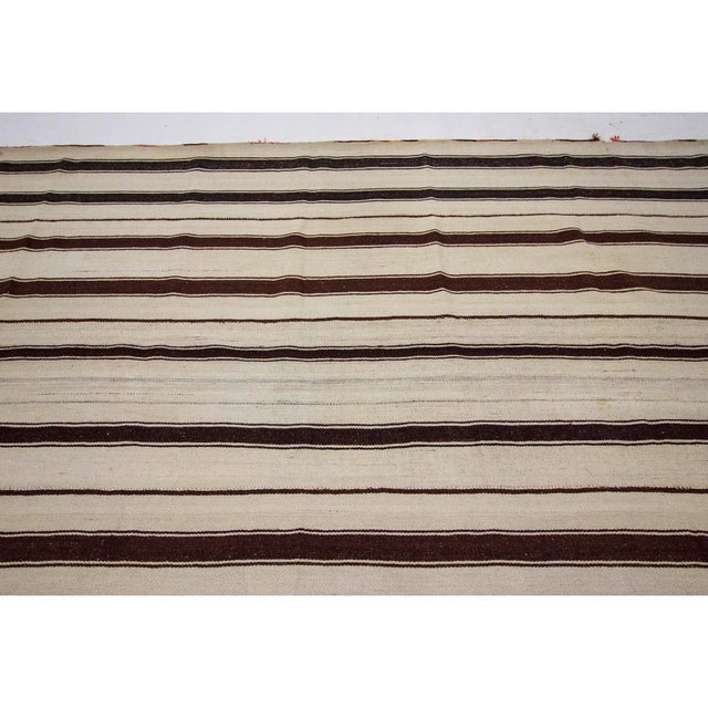 Turkish Vintage Turkish Vertical Striped Wool Kilim Rug - 6′8″ × 11′5″ For Sale - Image 3 of 7