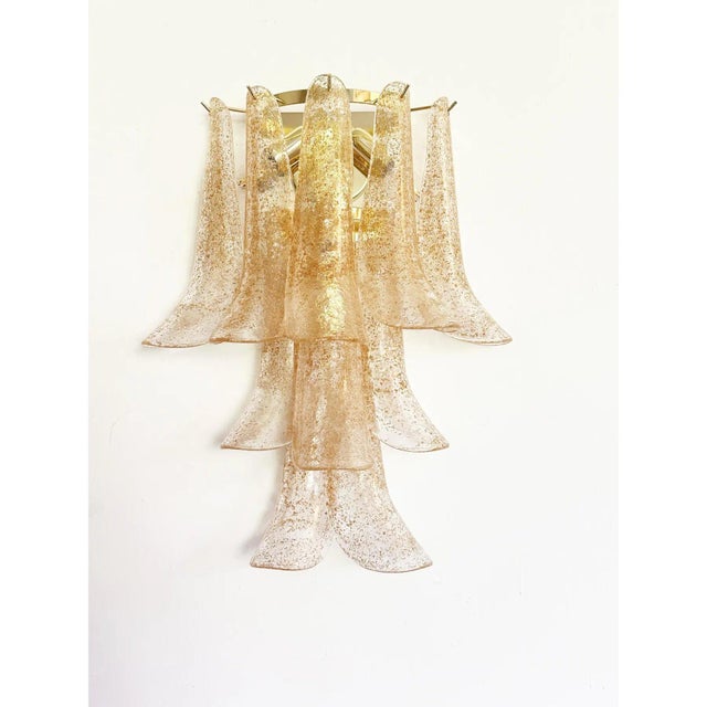 Gold and Transparent Selle Murano Glass Wall Sconces by Simoeng, Set of 2 For Sale - Image 4 of 6