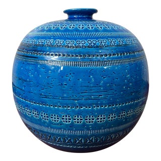 Mid-Century Bitossi Rimini Blue Pottery Vase by Aldo Londi, Italy, 1960s For Sale