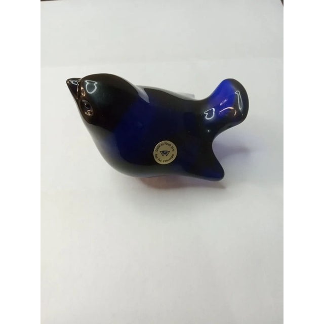 Mid-Century Modern 1980s Crystal Au Plomb Germany Cobalt Crystal Bird Figurine For Sale - Image 3 of 5