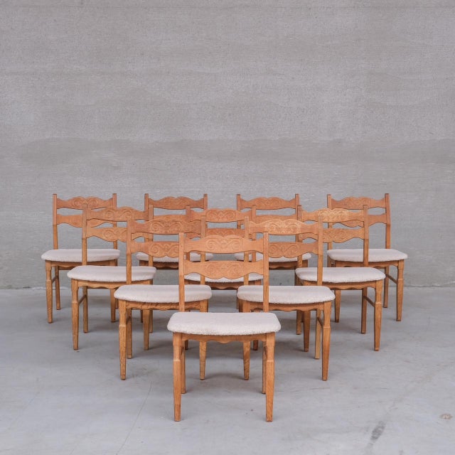 Mid-Century Danish Oak Dining Chairs attributed to Henning Kjaernulf, 1960s, Set of 8 For Sale - Image 10 of 14