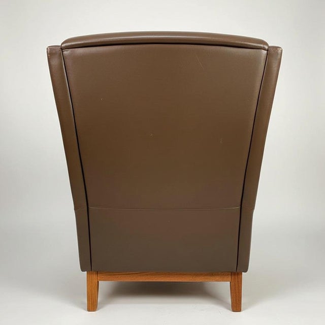 Brown Nordic Wingback Chairs in Brown Leather, 1970, Set of 2 For Sale - Image 8 of 10
