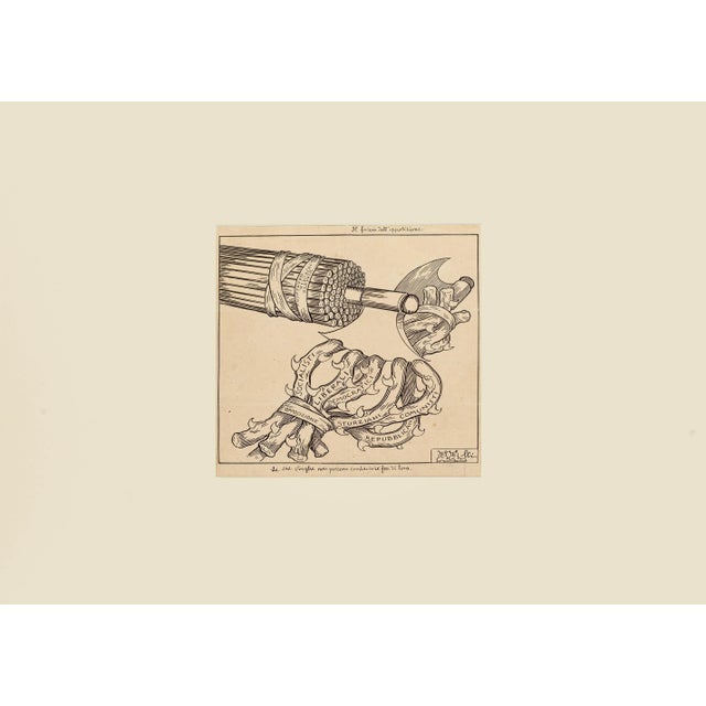 Opposition is a China ink original drawing on paper, realized by Filiberto Scarpelli (Naples, 1870 - Rome, 1933). Hand-...