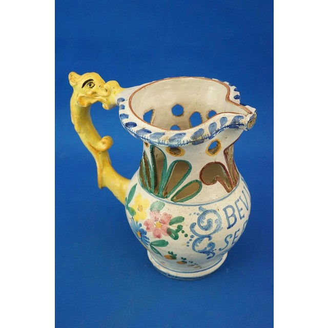 20th Century Drink if You Can Pitcher in Perforated Majolica Ceramic by Fuschini & Rosa, Acquapendente, Italy, 1920s For Sale - Image 14 of 18