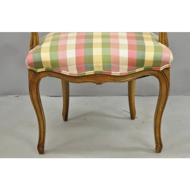 Mid 20th Century Vintage French Country Louis XV Style Plaid Arm Chair by Simon Loscertales Bona For Sale - Image 5 of 12
