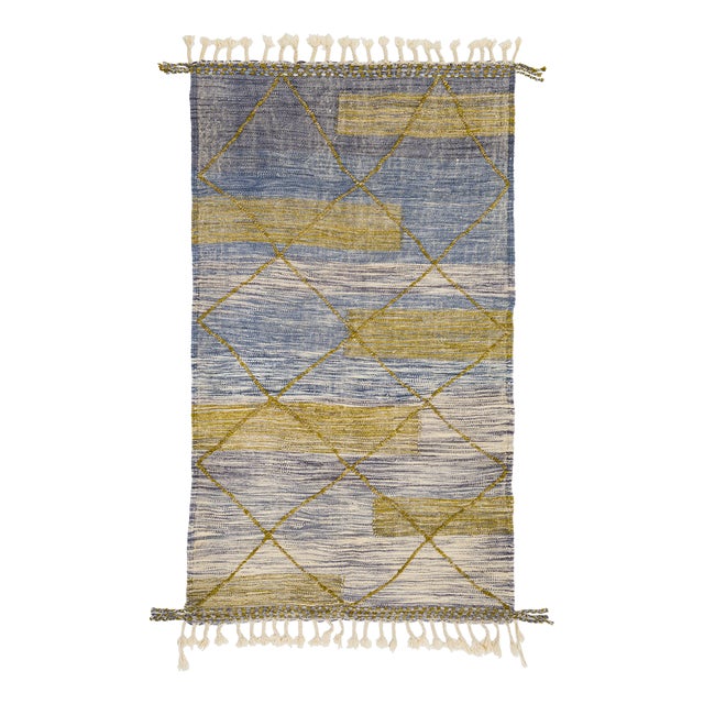 Flatweave Hand-Knotted Wool Rug by Azele Studio For Sale