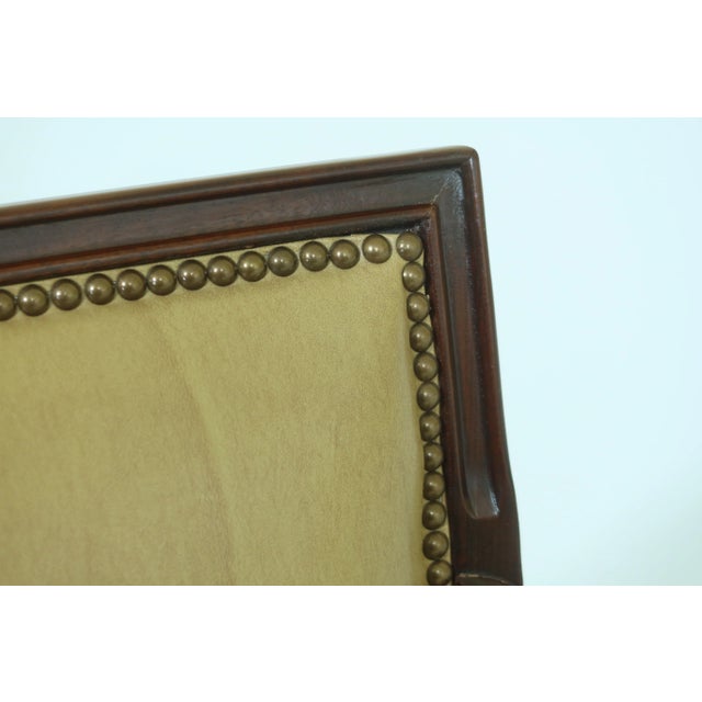 Federal Style Solid Mahogany Leather Open Armchair For Sale - Image 4 of 10