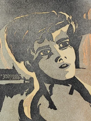 1960-70s Modernist Wood Cut Face