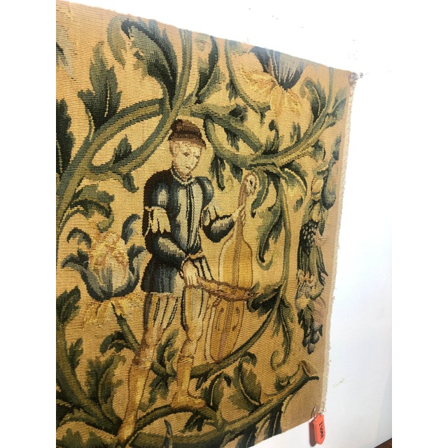 Gothic 1990s Hand Woven Wool Tapestry Fragment For Sale - Image 3 of 6