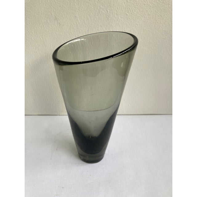 Gray Per Lutken for Holmegaard, Danish Modern Smokey Grey Glass Vase, Signed, Circa 1960s For Sale - Image 8 of 11