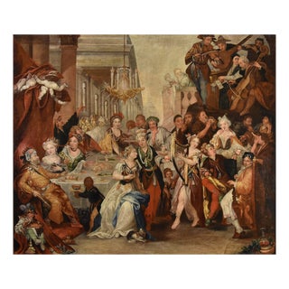 Circle of Frans Francken II Anversa, The Feast of Belshazzar, 1650, Oil on Canvas For Sale