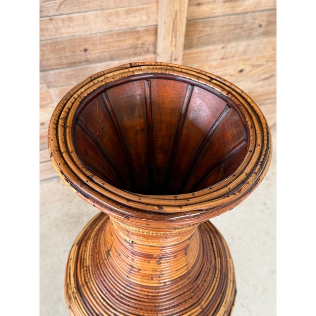 Monumental Vintage Boho Sculptural Rattan Floor Vase – 51” Organic Modern Vessel For Sale - Image 10 of 11