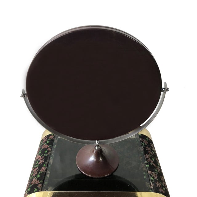 Large Mid-Century Modern Brown Plastic & Steel Adjustable Table Mirror For Sale - Image 6 of 7