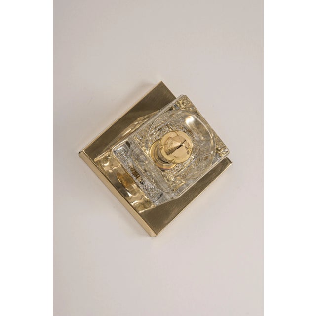Petite Crystal Glass & Brass Wall Sconce from Peill & Putzler, Germany, 1970s For Sale - Image 3 of 10