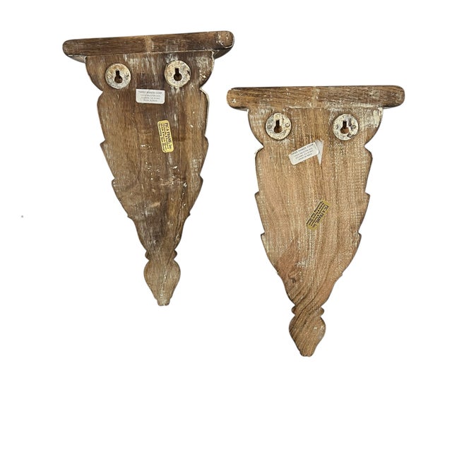 Farmhouse Vintage Hand Carved Decorative Wall Brackets - A Pair For Sale - Image 3 of 4