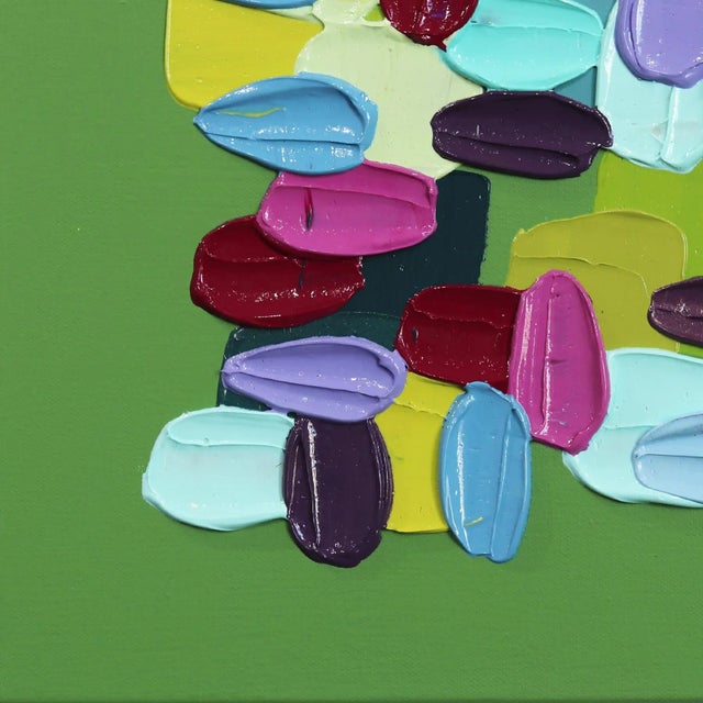 Apple Green - Impasto Thick Paint Green Abstract Painting Original Artwork by Shiri Phillips For Sale - Image 4 of 9