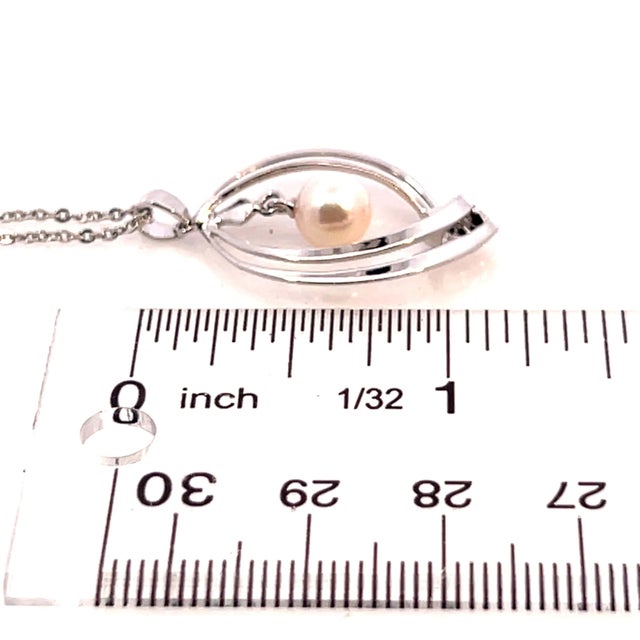 1990s Mikimoto Estate Akoya Pearl Necklace 16" Sterling Silver 6.75 mm For Sale In New York - Image 6 of 6
