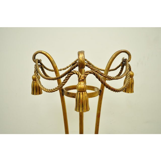Vintage Gold Metal Italian Rope Tassel Plant Stand Chairish