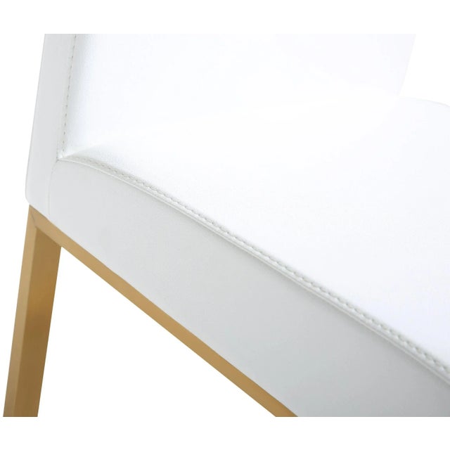 Denmark White Vegan Leather & Gold Steel Bar Stools - Set of 2 For Sale In Los Angeles - Image 6 of 12