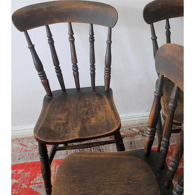Antique 19th Century Oak Farmhouse Dining Chairs, Set of 4 For Sale - Image 4 of 14
