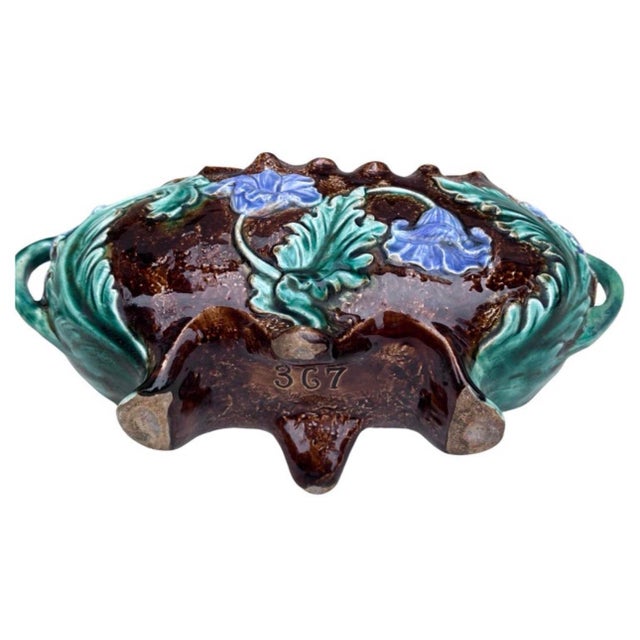 French Majolica Purple Flowers Jardinière, Circa 1880 For Sale In Austin - Image 6 of 6