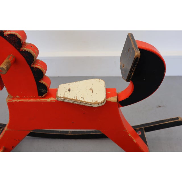 Wood Mid-Century Wooden Rocking Horse For Sale - Image 7 of 10