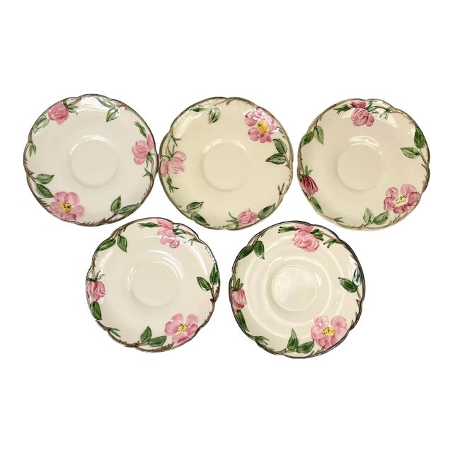1940s Franciscan Desert Rose Small Saucers- Set of 5 For Sale