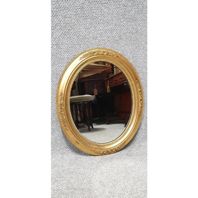 Vintage English Gilt Oval Mirror For Sale - Image 5 of 5