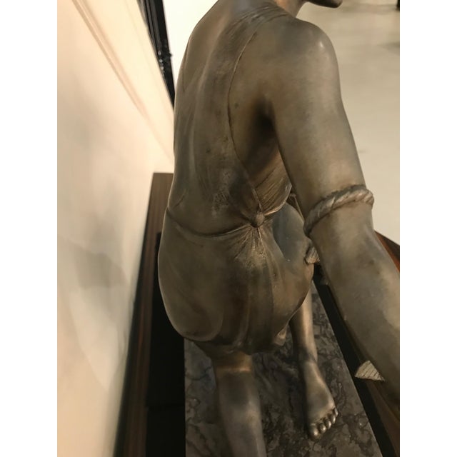 French Art Deco Female Sculpture on Marble For Sale - Image 12 of 13
