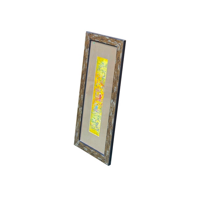 Vintage Yellow Scenery Embroidered Rectangular Framed Wall Art D For Sale - Image 10 of 13