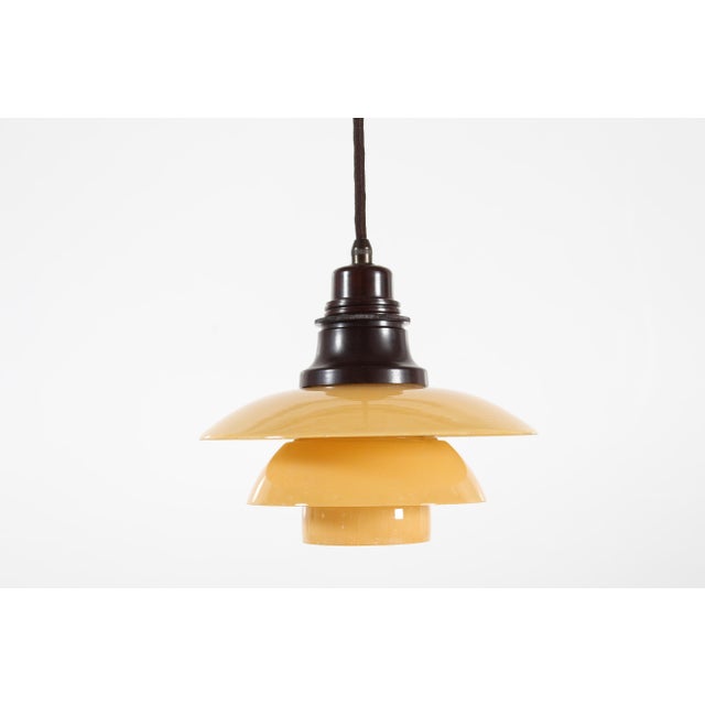 Art Deco original pendant by Poul Henningsen (1894-1967) size PH 2/2 made in the 1930s. The shades are made by Holmegaard...