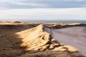 Neutral Coastal Landscape Photography Print, Sand Dune Beach Art Print, Large 45 X 30" Artwork, 'Dune on Lindisfarne' Northumberland England