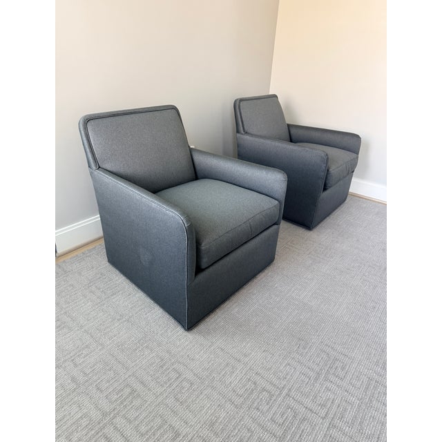 Pair of Gray Lee Industries Swivel Chairs For Sale - Image 9 of 15